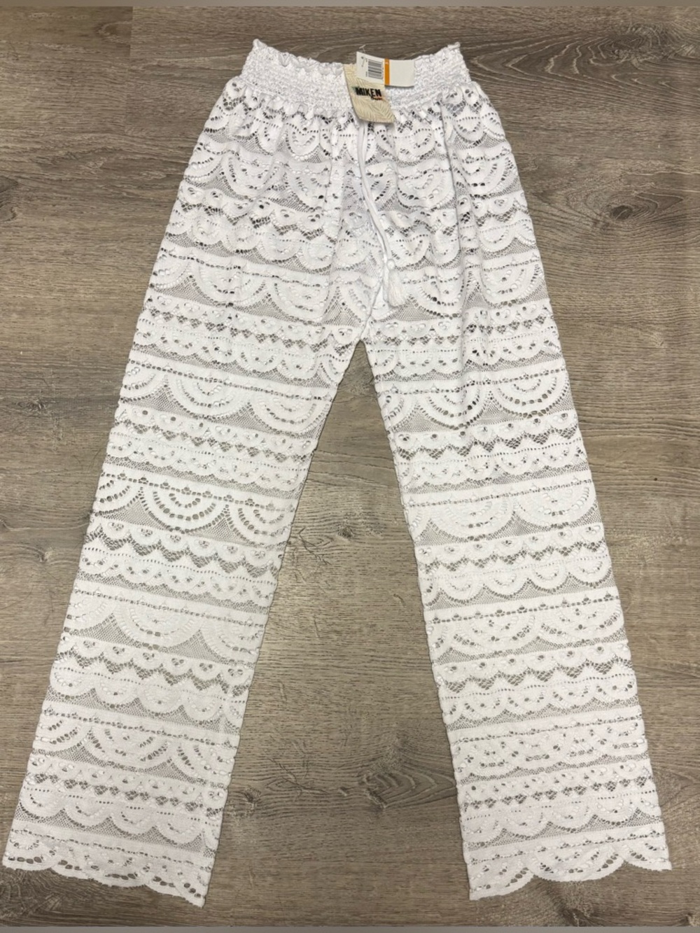 Miken Sheer Lace Swim Cover Up Pants | Boho Beach | Wide Leg | NWT - Picture 2 of 6